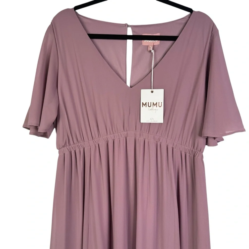 NWT SHOW ME YOUR MUMU SMYM Emily Empire Maxi Dress Antique Rose Chiffon XL‎